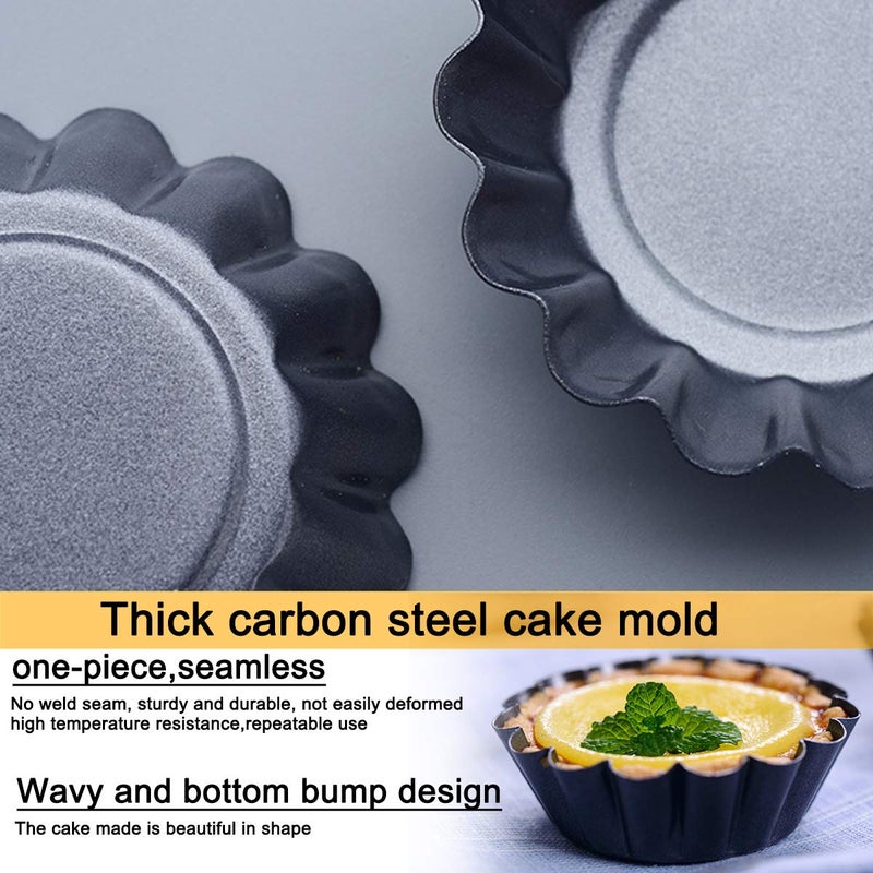 Amytalk 12 Packs Egg Tart Mold, Upgrade Bigger Size 3 x 0.9inch, Cupcake Cake Muffin Mold Tin Pan Baking Tool, Carbon Steel - Image 5